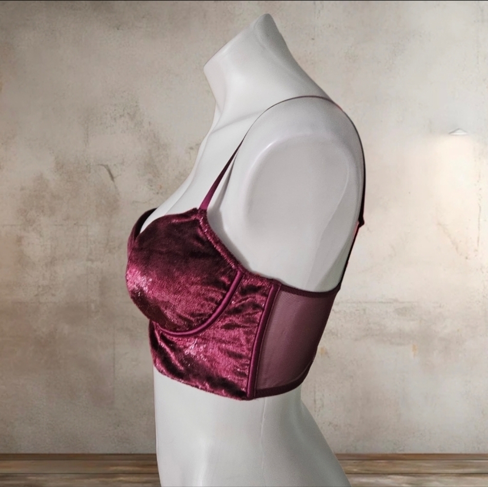 NWOT/ Victoria's Secret Very Sexy Velvet Shimmer Long Line Bra Mesh Back - Picture 2 of 4